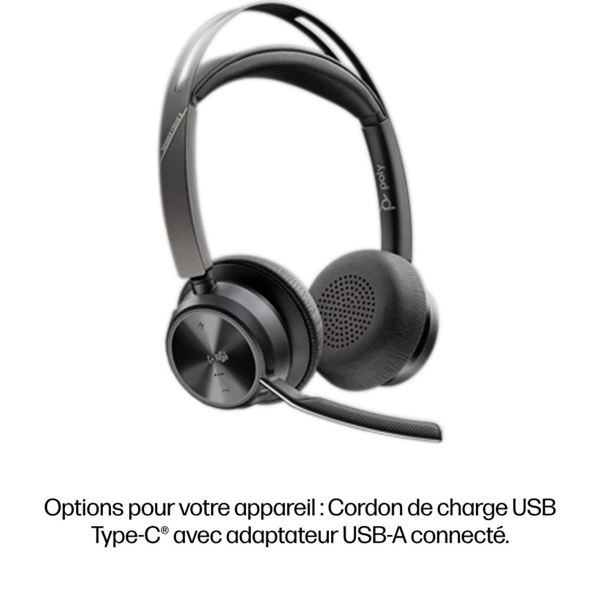 Poly Voyager Focus 2 MSTeams Certified USB-C-C Headset +USB-C/A Adapter +Charging Stand (9T9J6AA-AC3)