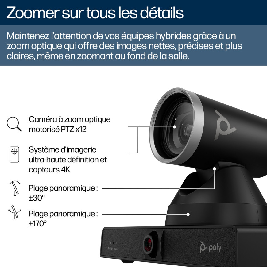 Camera Poly Studio E60 Smart 4K MPTZ with 12x Optical Zoom (9W1A6AA-AC3)