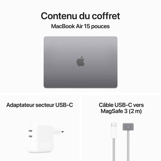 Apple MacBook Air M3 15 pouces (2024) gris sidéral 16 Go/256 Go (MC9D4FN/A)