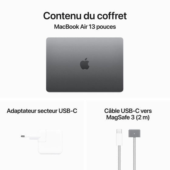 Apple MacBook Air M3 13 pouces (2024) gris sidéral 16Go/512 Go (MXCR3FN/A)