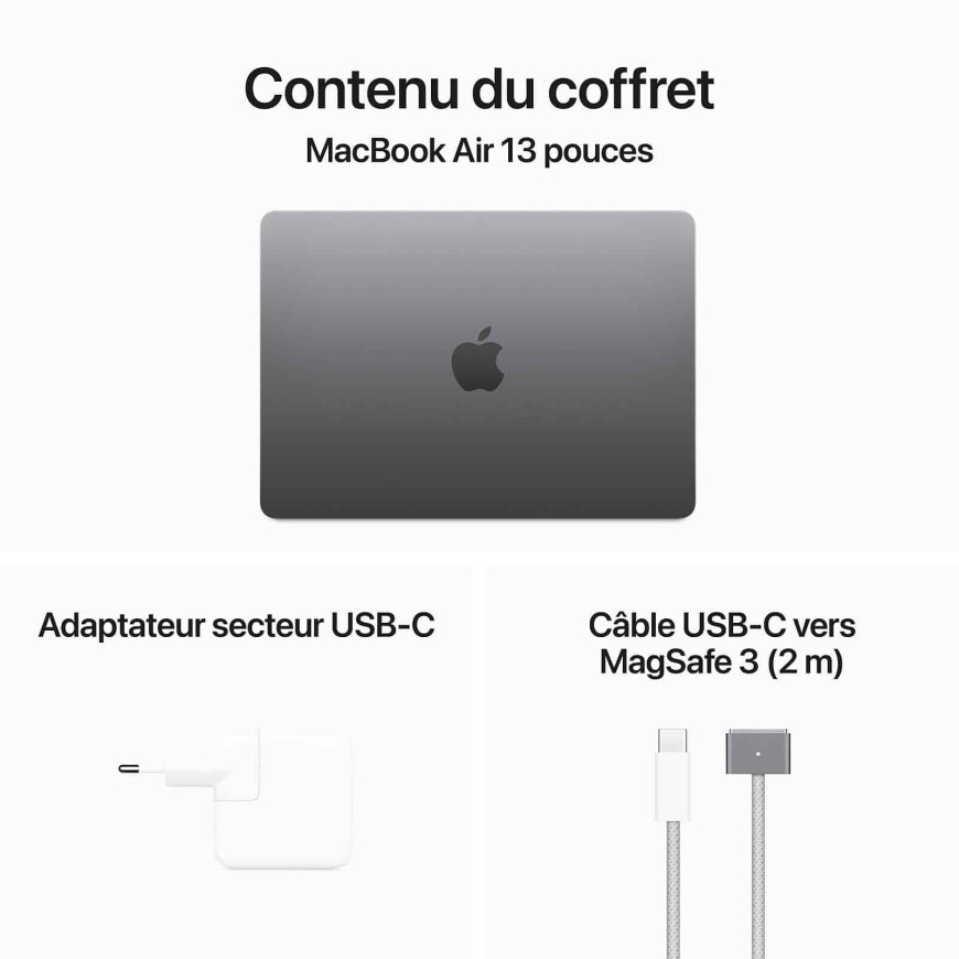 Apple MacBook Air M3 13 pouces (2024) gris sidéral 16 Go/256 Go (MC8G4FN/A)