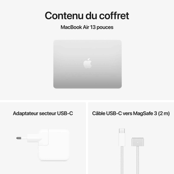 Apple MacBook Air M4 13 pouces (2025) Silver 16Go/256 Go (MW0W3FN/A) (MW0W3)