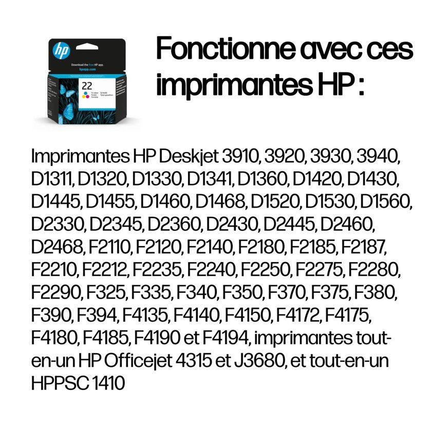 Cartouche HP 22 Couleur (C9352AE)