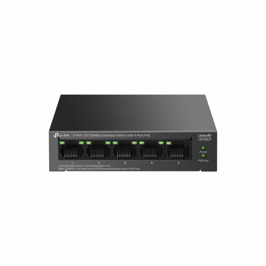 Switch TP-LINK Gigabit 5 ports 10/100/1000 Mbps avec 4 ports PoE+ (LS105LP)