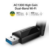 TP-LINK Adaptateur WiFi bi- bande AC1300 USB Gain Elevé (Archer T3U Plus)