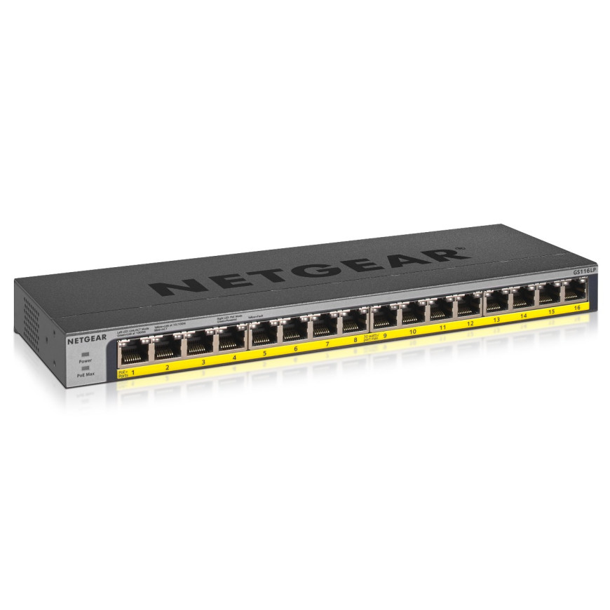 Switch Netgear 16 ports PoE+ 10/100/1000 Mbps (GS116LP-100EUS)