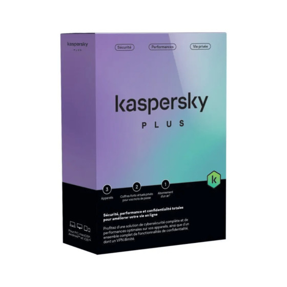 Kaspersky Plus 3 postes 1 an