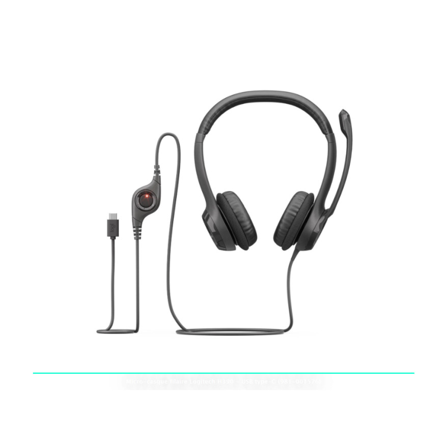 Logitech H390 Headset Corded Black USB Type C (981-001576)