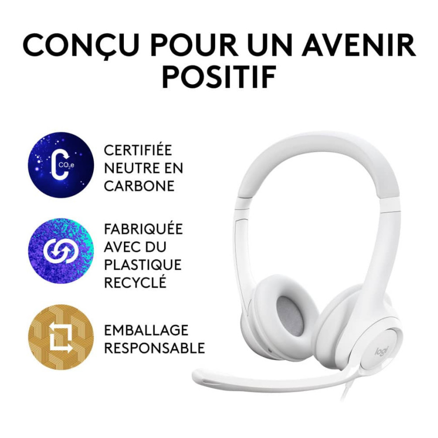 LOGITECH Corded Headset H390 - WHITE - USB (981-001286)
