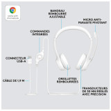 LOGITECH Corded Headset H390 - WHITE - USB (981-001286)