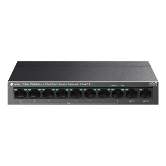 Switch TP-LINK Gigabit 8 ports 10/100Mbps+2 ports avec PoE+ 8 ports (LS1210P)