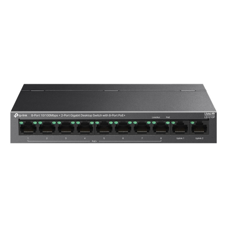 Switch TP-LINK Gigabit 8 ports 10/100Mbps+2 ports avec PoE+ 8 ports (LS1210P)