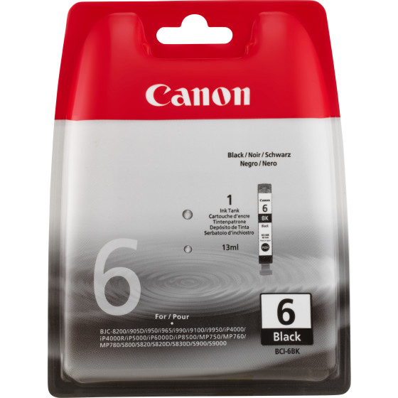 Cartouche d'encre Canon noire BCI-6BK (4705A002AF)