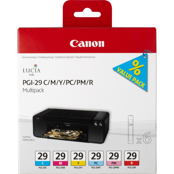 Canon Multipack de 6 cartouches d'encre PGI-29 C/M/Y/PC/PM/R (4873B005AA)
