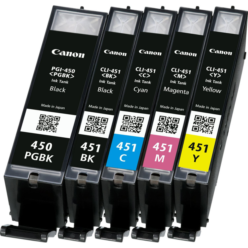 Cartouche d'encre Canon CLI-451 Original Noir, Cyan, Magenta, Jaune (6524B004AA)
