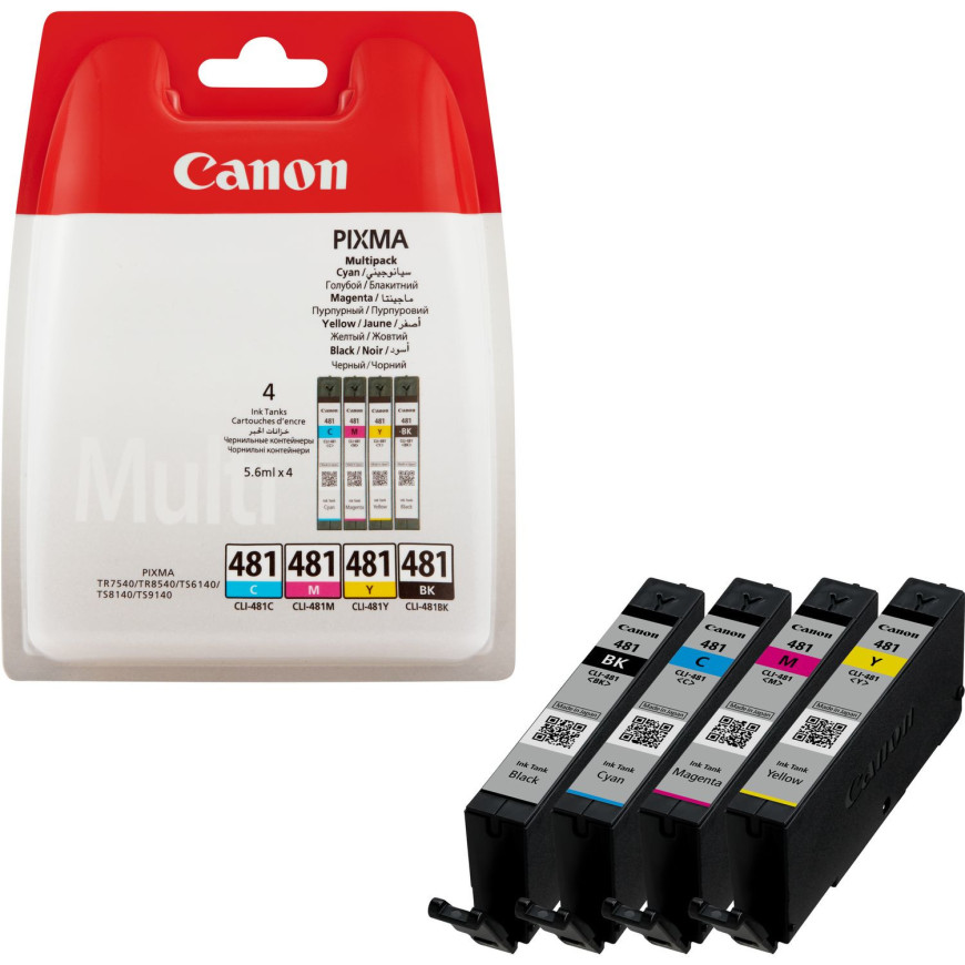 Cartouche d'encre Canon CLI-481 4 pièce(s) Original Noir, Cyan, Magenta, Jaune (2101C005AA)