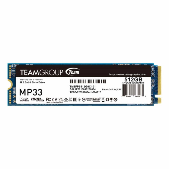 Team Lite M2-2280 Pci-e GEN3X4 MP33 512GB Nvme TM8FP6512G0C101