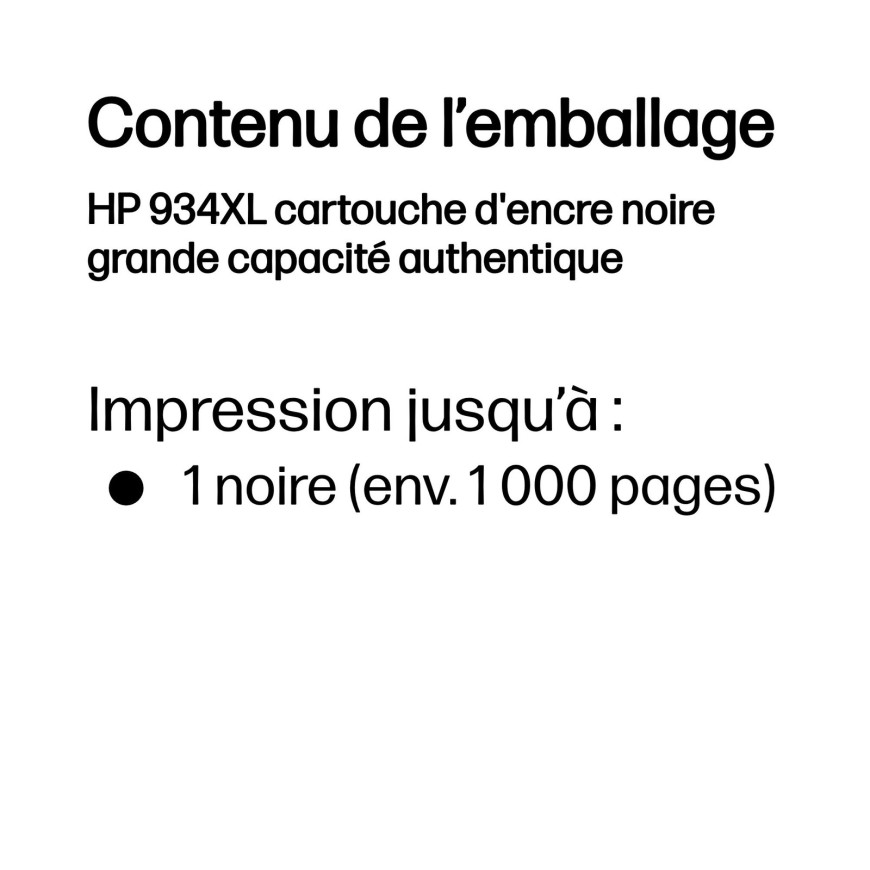 Cartouche d'encre HP 934XL noir - grande capacité HP d'origine (C2P23AE)
