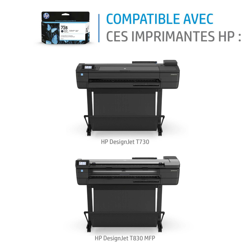 Cartouche d'encre HP 728 cyan 130 ml - HP d'origine (F9J67A)