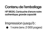 Cartouche d'encre HP 963XL noir - grande capacité HP d'origine (3JA30AE)