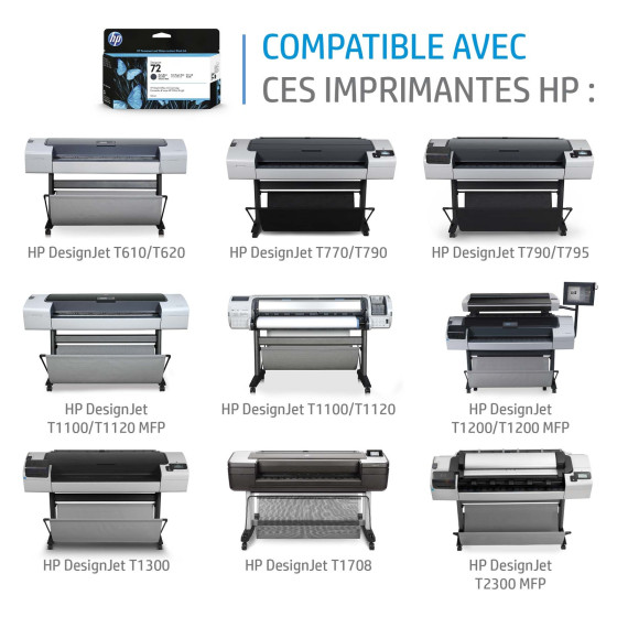 Cartouche d'encre HP 72 gris 130 ml - HP d'origine (C9374A)
