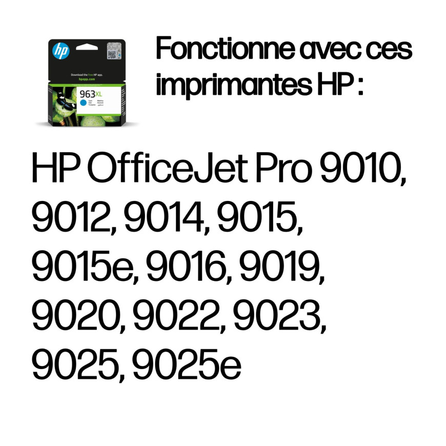 Cartouche d'encre HP 963XL cyan (3JA27AE)