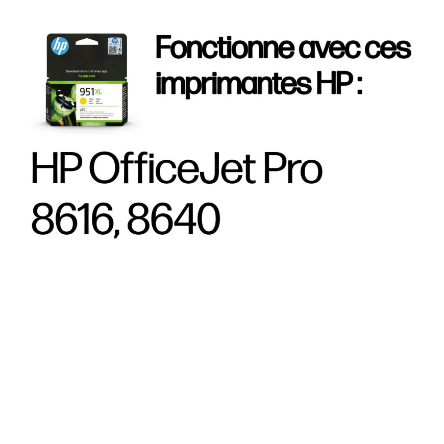 Cartouche d'encre HP 951XL jaune - grande capacité HP d'origine (CN048AE)