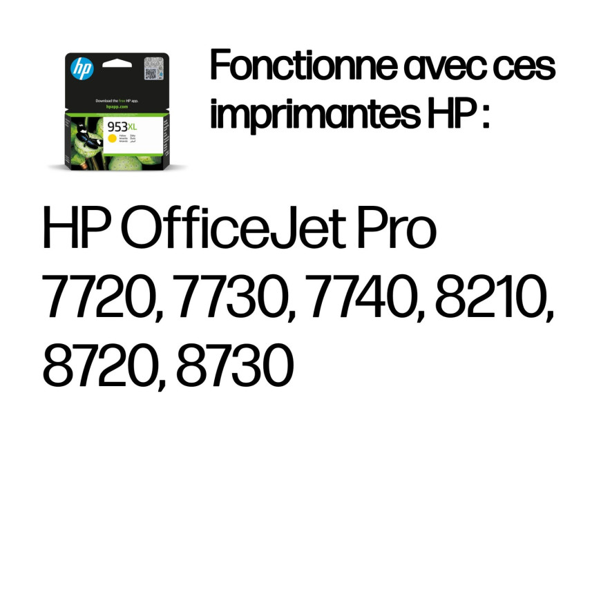 Cartouche d'encre HP 953XL jaune - grande capacité HP d'origine (F6U18AE)