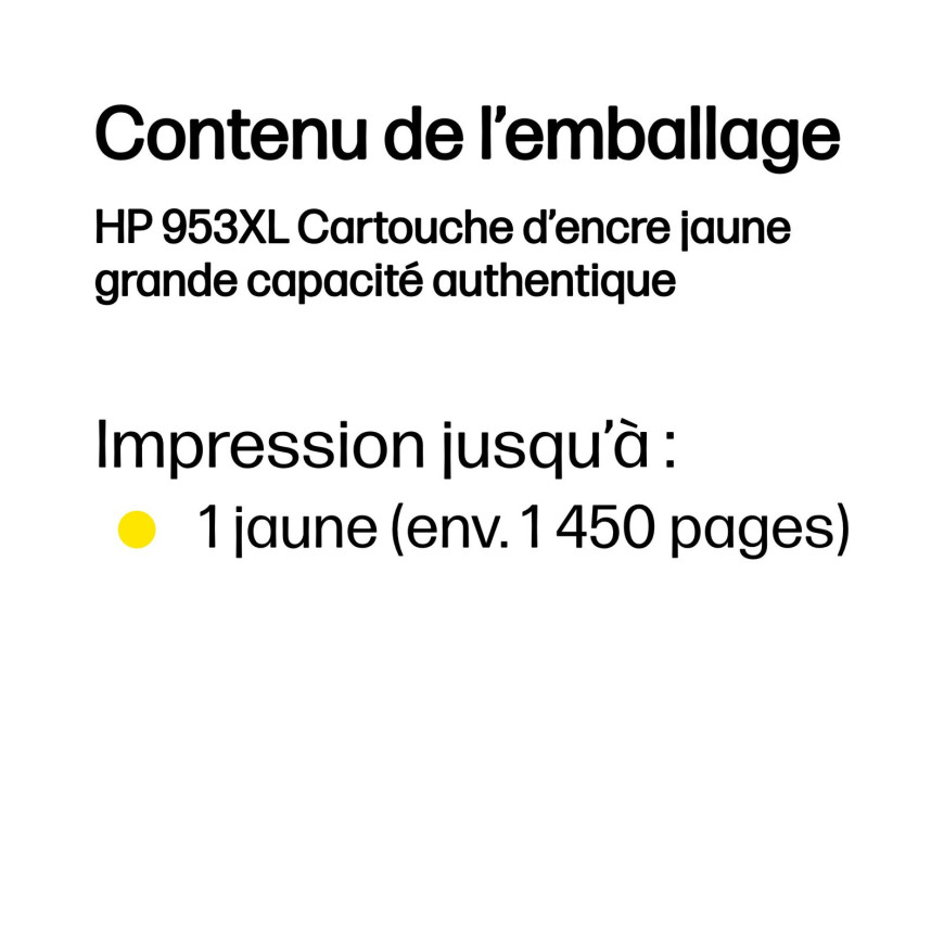 Cartouche d'encre HP 953XL jaune - grande capacité HP d'origine (F6U18AE)