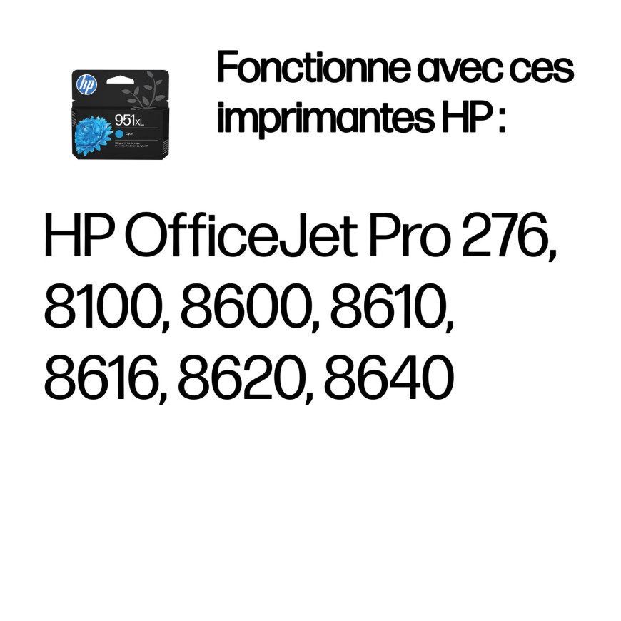 Cartouche d'encre HP 951XL cyan - grande capacité HP d'origine (CN046AE)