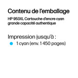 Cartouche d'encre HP 953XL cyan - grande capacité HP d'origine (F6U16AE)