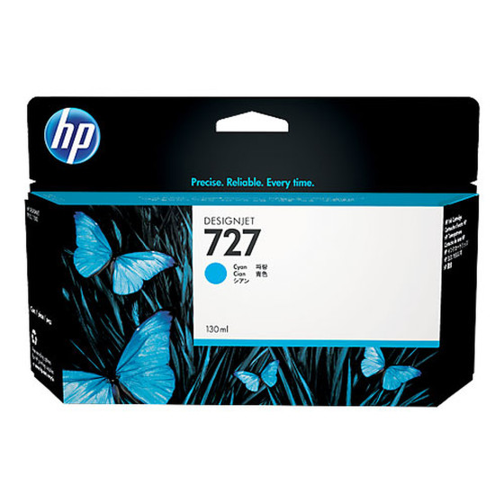 Cartouche d'encre HP 727 cyan 130 ml - HP d'origine (B3P19A)