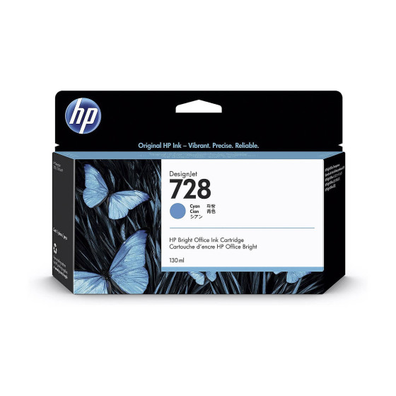 Cartouche d'encre HP 728 cyan 130 ml - HP d'origine (F9J67A)