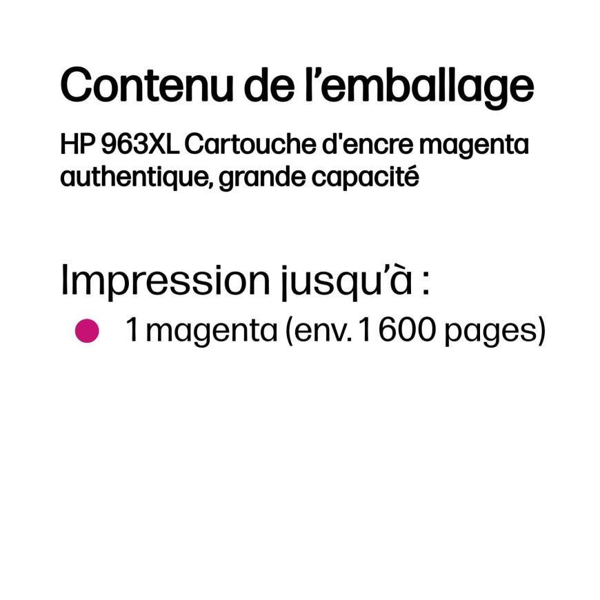 Cartouche d'encre HP 963XL magenta (3JA28AE)