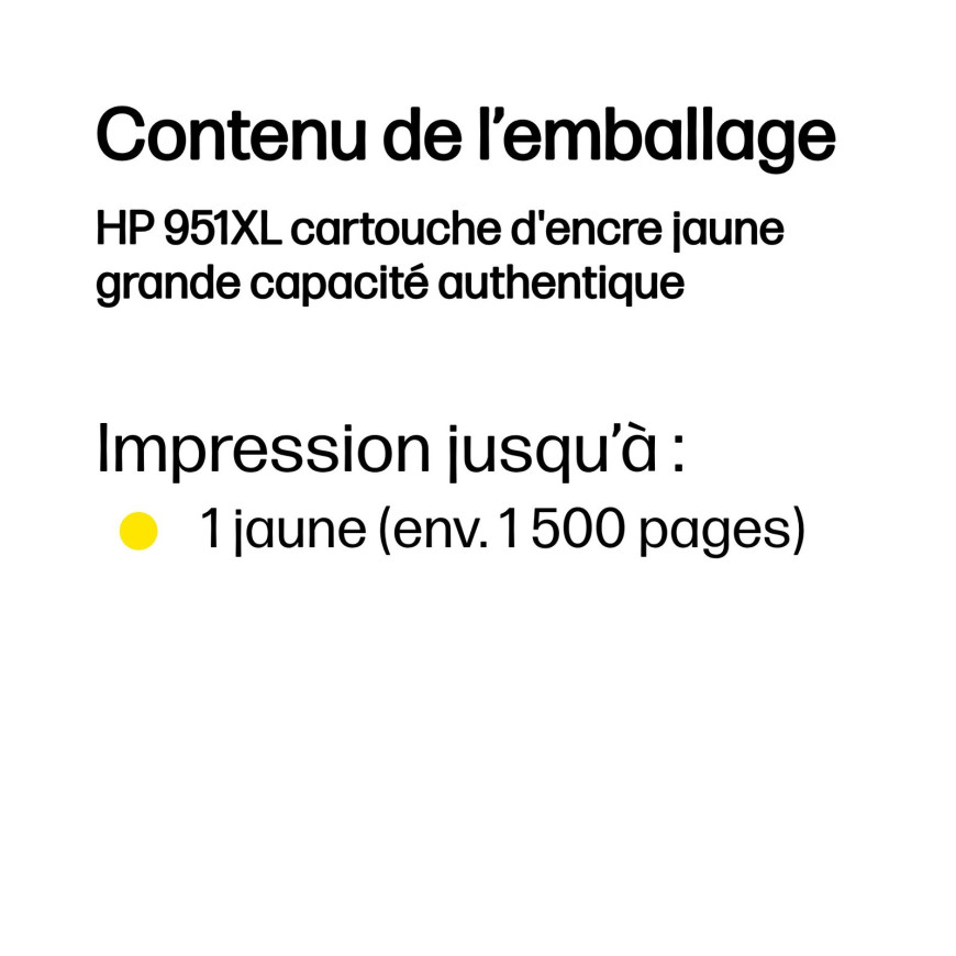 Cartouche d'encre HP 951XL jaune - grande capacité HP d'origine (CN048AE)