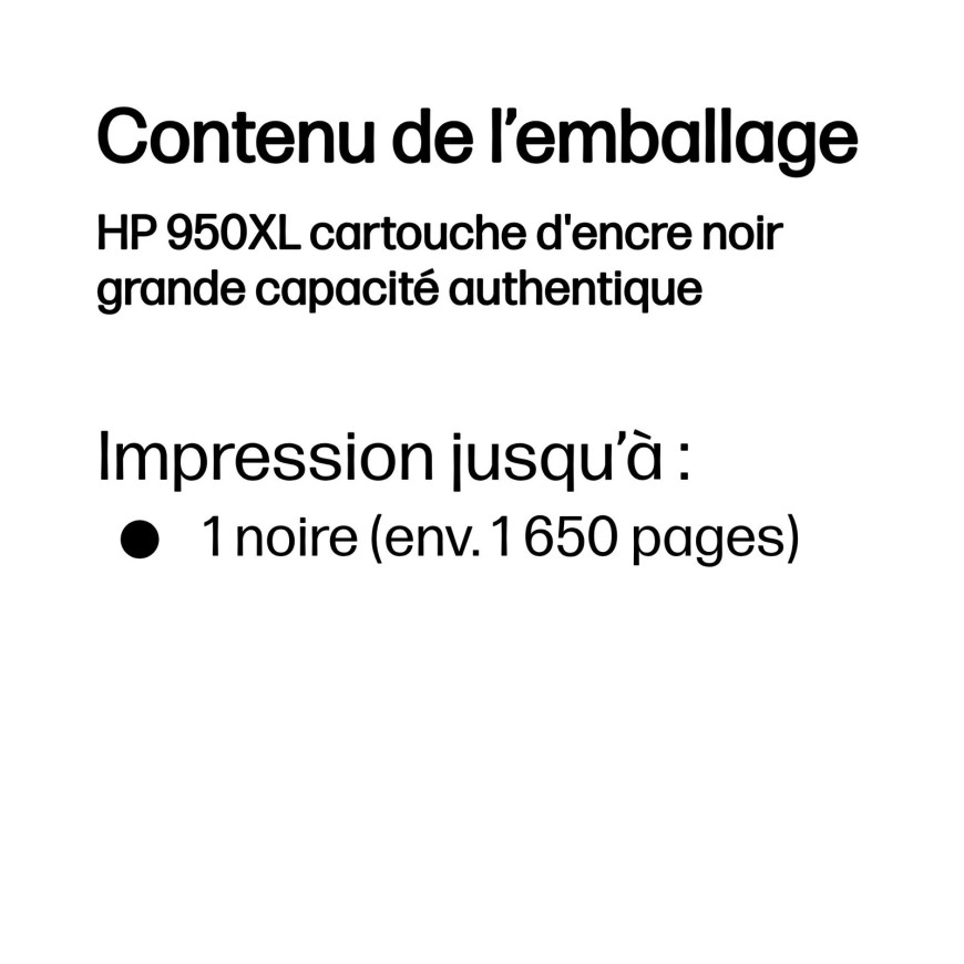 Cartouche d'encre HP 950XL noir - grande capacité HP d'origine (CN045AE)