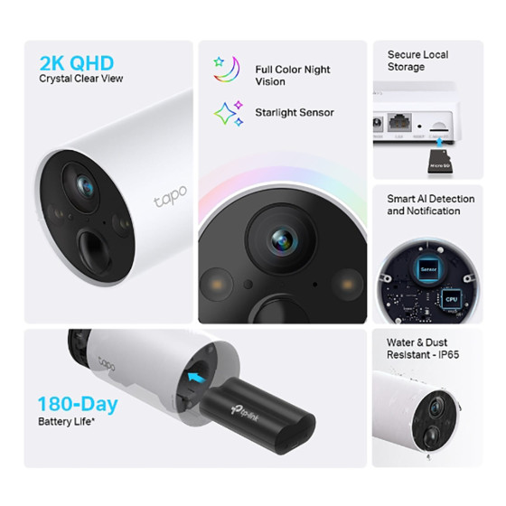 Caméra TP-Link Tapo C420S2 de sécurité IP Intérieure et extérieure 2560 x 1440 pixels Mur (TAPOC420S2)