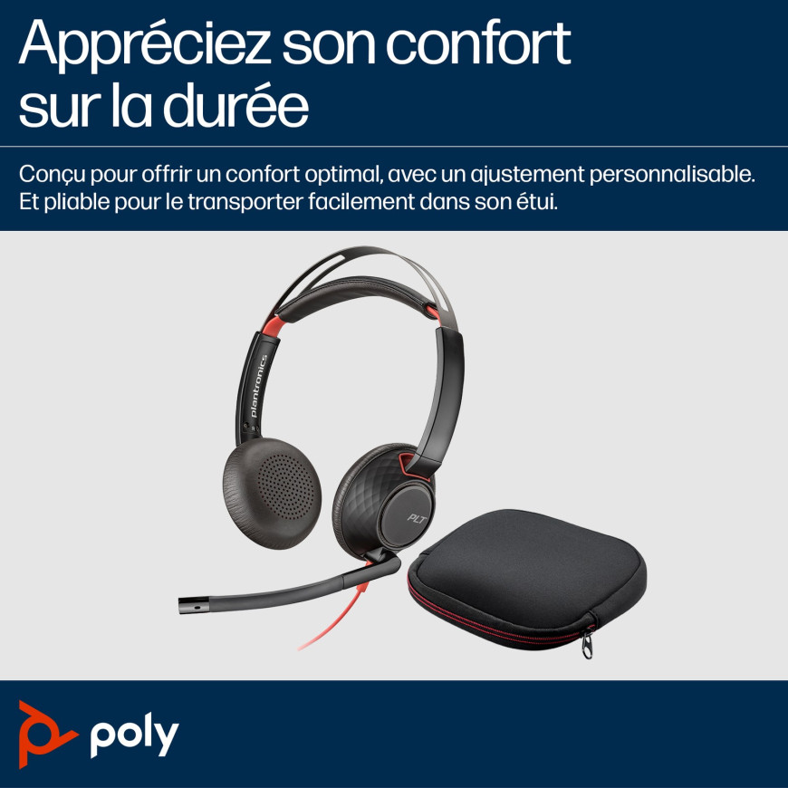 Poly Blackwire 5220 Stereo USB-C Headset +3.5mm Plug +USB-C/A Adapter (8X231AA)