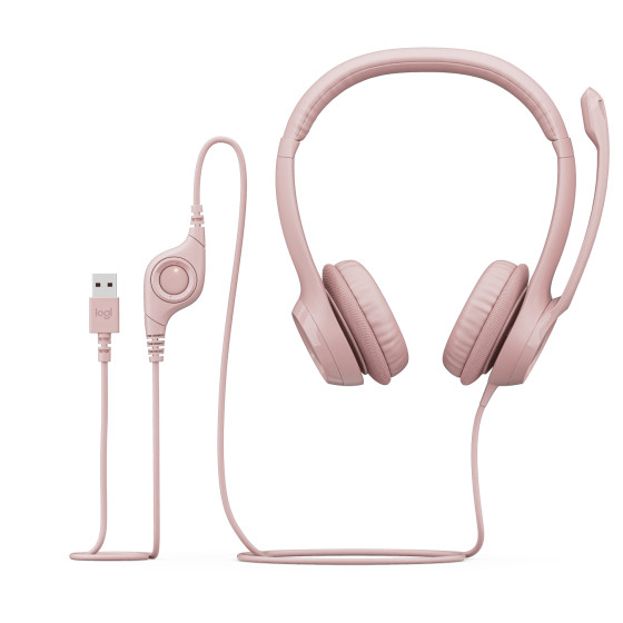 LOGITECH Corded Headset H390 - ROSE - USB (981-001281)