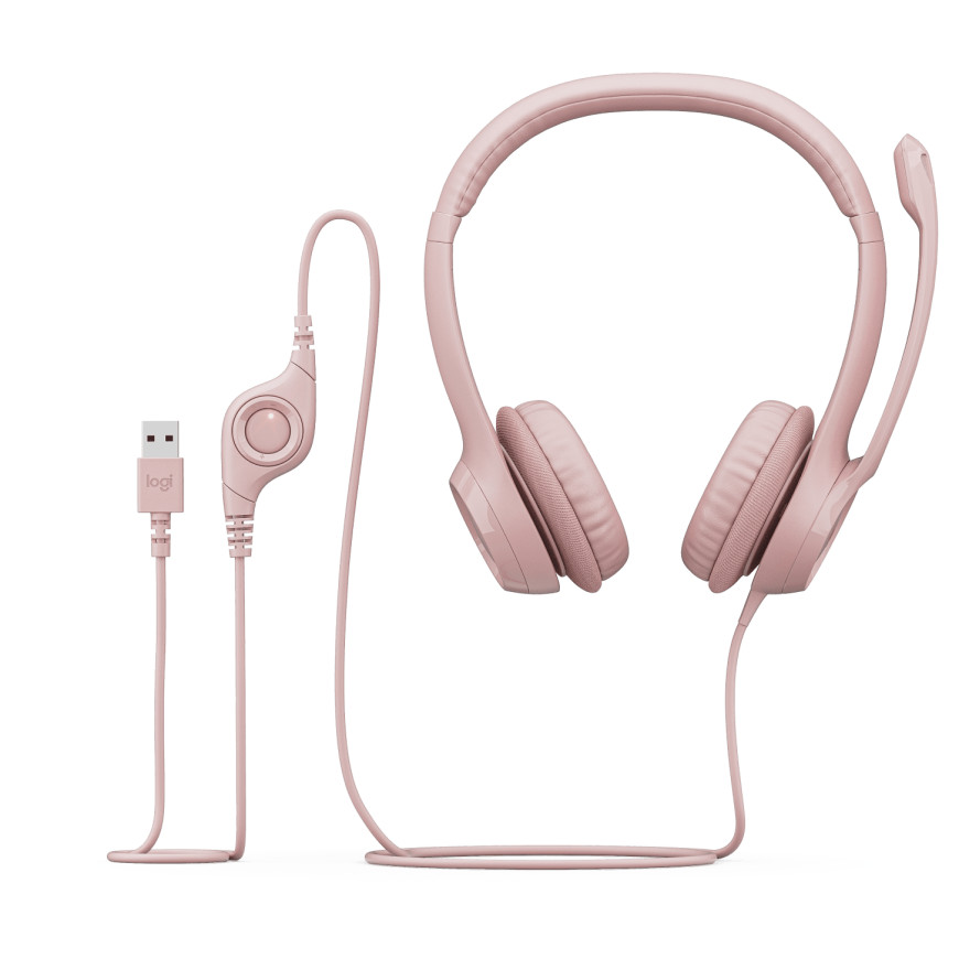 LOGITECH Corded Headset H390 - ROSE - USB (981-001281)