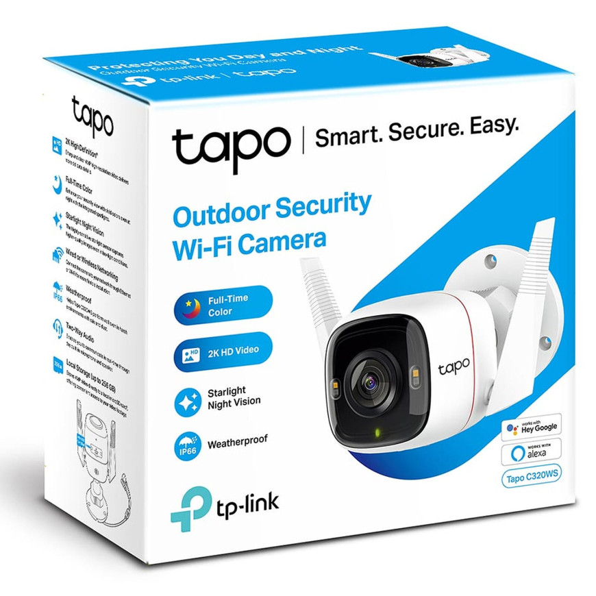 Caméra de sécurité Tp-link WiFi Outdoor, 2K (2560x1440) 2.4 GHz, 2T2R (TAPOC320WS)
