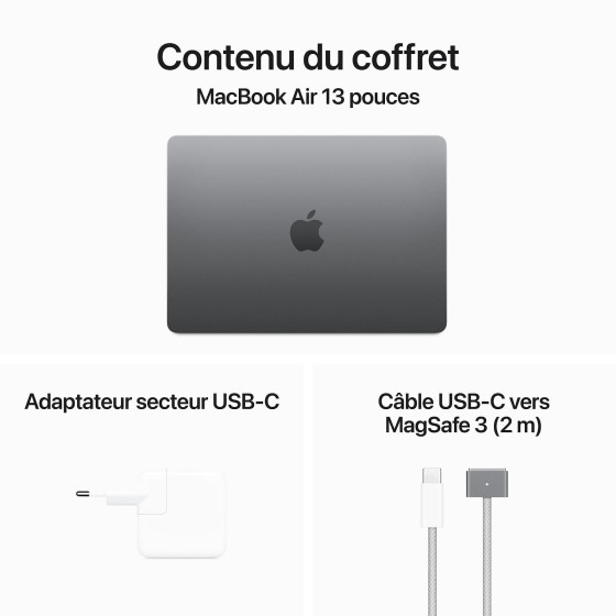 Apple MacBook Air M3 13 pouces (2024) gris sidéral 16Go/512 Go (MXCR3FN/A)