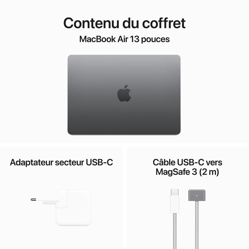 Apple MacBook Air M3 13 pouces (2024) gris sidéral 16Go/512 Go (MXCR3FN/A)