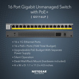 Switch Netgear 16 ports PoE+ 10/100/1000 Mbps (GS116LP-100EUS)