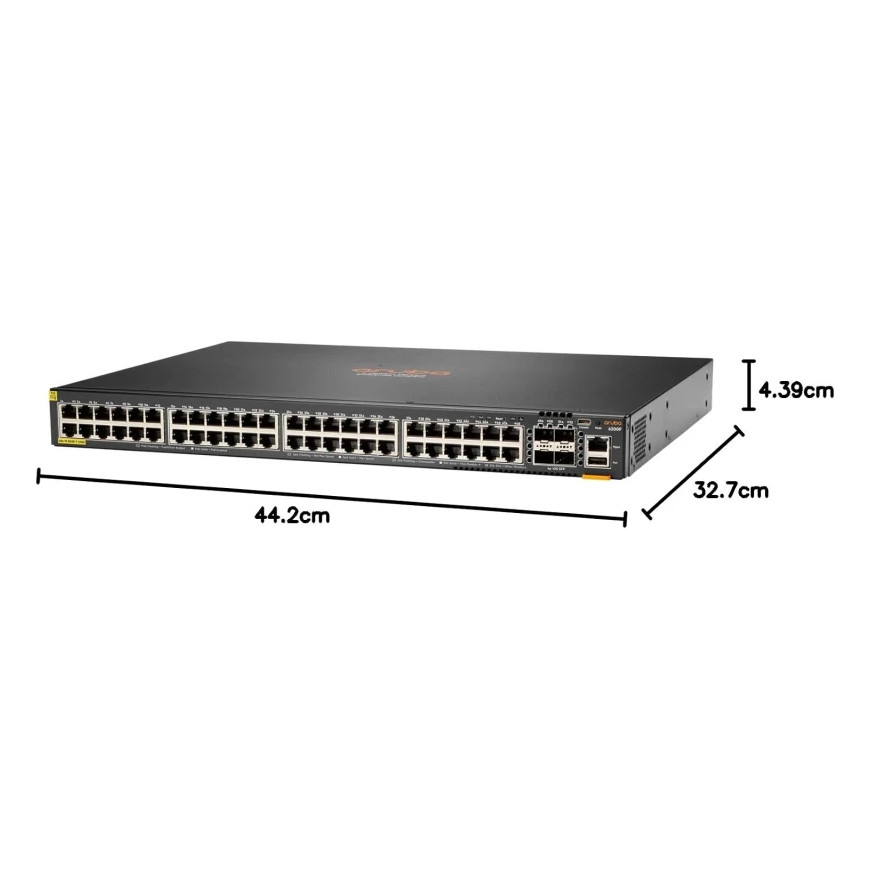 Switch Administrable HPE Aruba 6200F 48 ports Classe 4 PoE 4 ports SFP 370W (JL727B)
