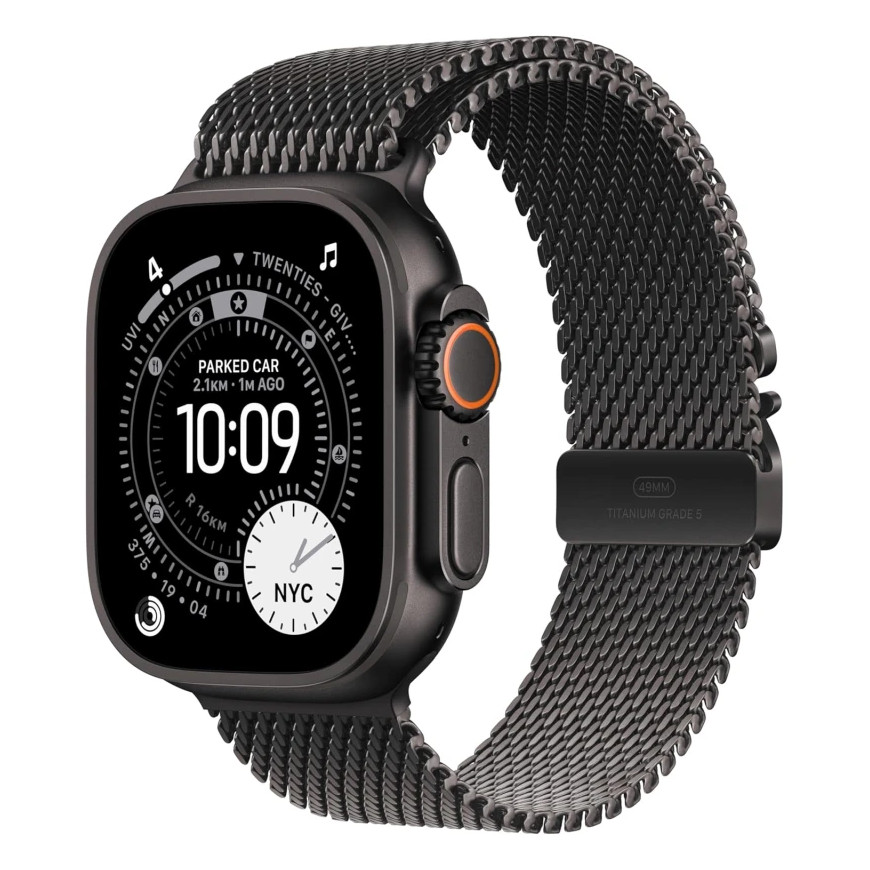 Apple Watch Ultra 3 - Bracelet Milanais Titane Noir (MF1Q4AF/A)
