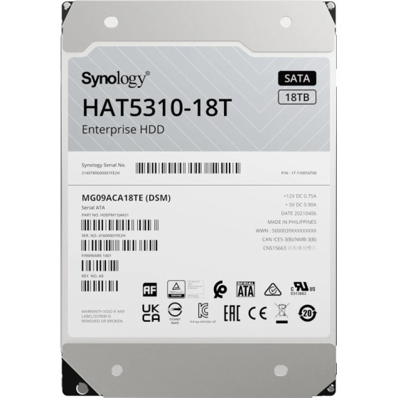 Disque dur Synology HAT5310 18To SATA 3.5" 7200 tr/min pour NAS professionnel (HAT5310-18T)