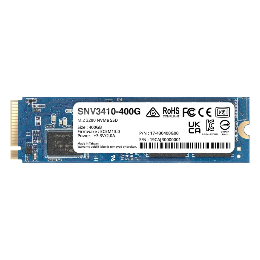 Disque Dur interne SSD Synology SNV3410 NVMe M.2 2280 Série Enterprise 400 Go pour NAS (SNV3410-400G)
