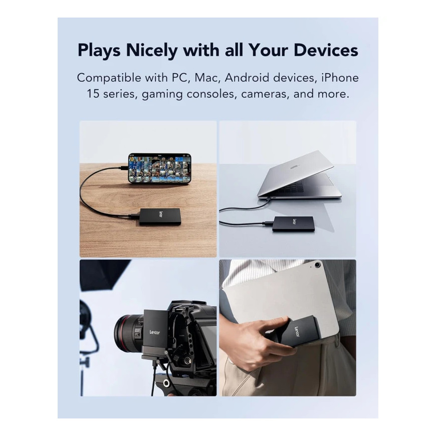 Disque SSD externe LEXAR SL500 4TB USB 3.2 Gen2x2 2000MB/s (LSL500X004T-RNBNG)