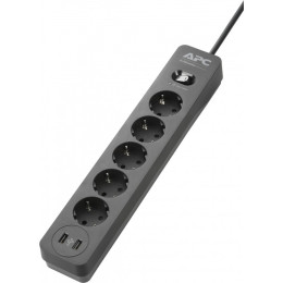 Multiprise Parafoudre APC SurgeArrest Essential - parasurtenseur - 5 prises GR 16A - 2 USB - 230V - noir (PME5U2B-GR)